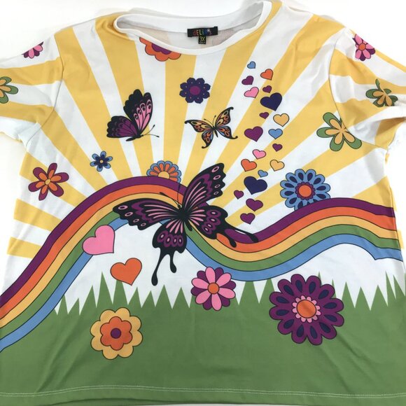 dELiA*s by Dolls Kill Retro Butterfly Collage Print Baby Tee Plus 3X Cropped 90s - Picture 2 of 10